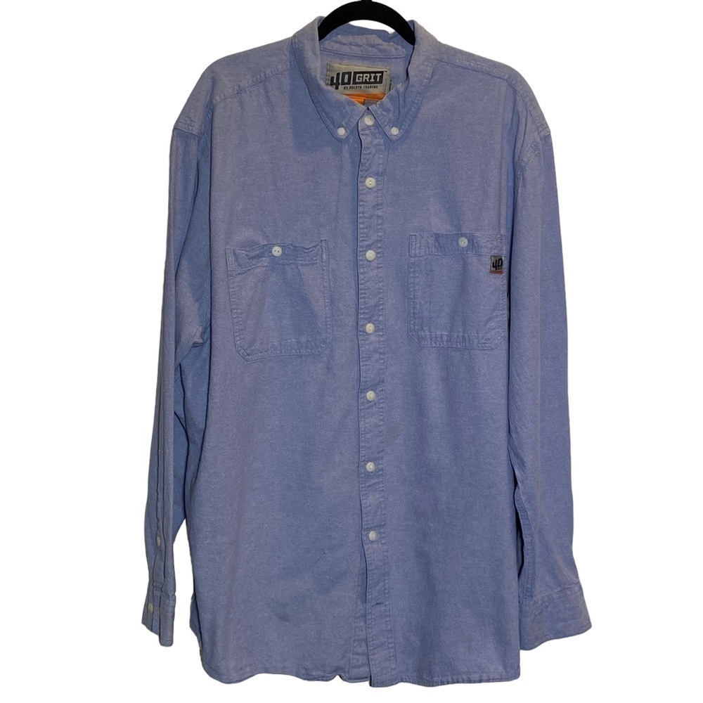 Duluth Trading Co. 4D Grit men 2XLT long sleeve light wash denim color shirt
